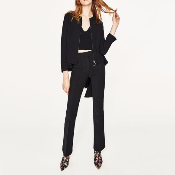 Zara Asymmetric Hem Jacket Black 2184 Extra Small XS NWT - Picture 3 of 8